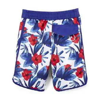 Walmart Azul Little Boys White Red Blue Hawaii Print Back Pocket Swim Shorts offer