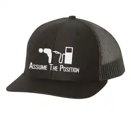 Walmart Gas Pump Assume The Position Gas Prices Funny Mens Embroidered Mesh Back Trucker Hat, Black/Black offer