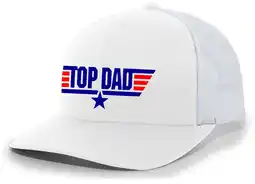 Walmart Top Dad Father's Day Men's Mesh Back Trucker Hat Baseball Cap, White/White offer