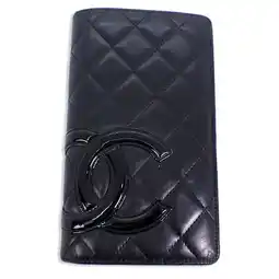 Walmart Pre-Owned CHANEL Cambon Line Black x Pink Long Wallet (Fair) offer