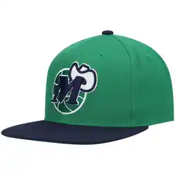 Walmart Men's Mitchell & Ness Green/Navy Dallas Mavericks Hardwood Classics Team Two-Tone 2.0 Snapback Hat offer