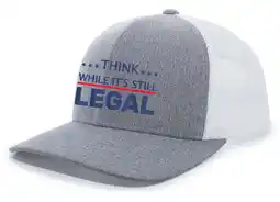 Walmart Think While It's Still Legal Funny Embroidered Mesh Back Trucker Hat, Heather Grey/White offer