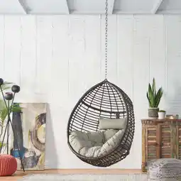 Walmart Pilsudski Outdoor/Indoor Wicker Hanging Chair with 8 Foot Chain (NO STAND), Multi-Brown and Khaki offer