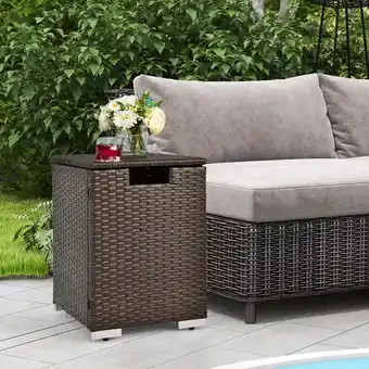 Walmart Costway 16'' Rattan Propane Tank Cover Hideaway Side Table 20 lbs Propane Gas Holder offer