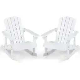 Walmart Infans 2PCS Kid Adirondack Rocking Chair Outdoor Solid Wood Slatted seat Backrest White offer