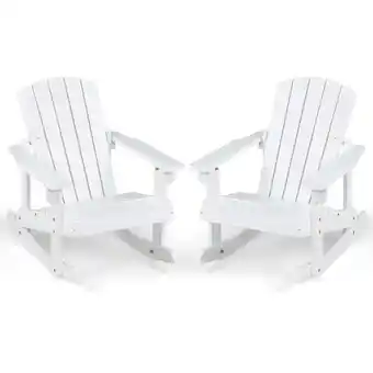 Walmart Infans 2PCS Kid Adirondack Rocking Chair Outdoor Solid Wood Slatted seat Backrest White offer