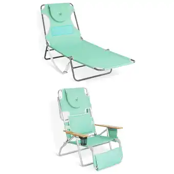 Walmart Ostrich Chaise Lounge Chair with Deluxe Padded 3N1 Reclining Chair, Teal offer