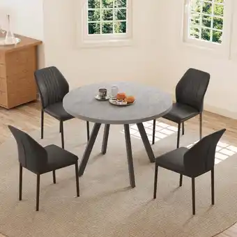 Walmart Jiexi Modern MDF Round Dining Table Set Black offer