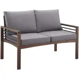 Walmart Pearson Modern Wood and Metal Outdoor Loveseat in Gray/Dark Brown offer