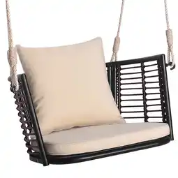 Walmart Costway Patio Hanging Rattan Basket Chair Swing Hammock Chair with Seat Cushion offer