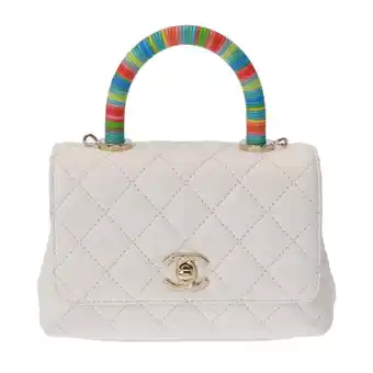 Walmart Pre-Owned CHANEL Matelasse XXS White Rainbow AS2215 Women's Calf Handbag (Good) offer