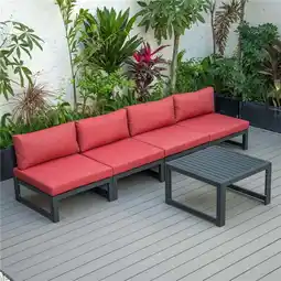 Walmart Chelsea Middle Patio Chairs & Coffee Table Set with Cushions, Red & Black - 5 Piece offer