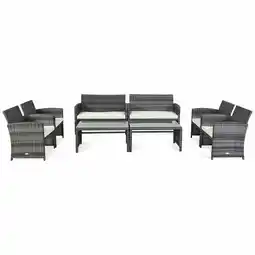 Walmart Gymax 8PCS Patio Outdoor Rattan Furniture Set w/ Cushioned Chair Loveseat Table offer