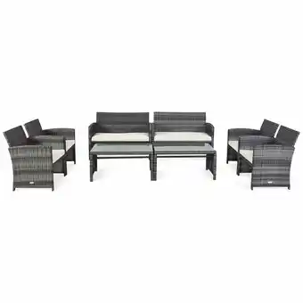 Walmart Gymax 8PCS Patio Outdoor Rattan Furniture Set w/ Cushioned Chair Loveseat Table offer