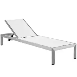 Walmart Afuera Living Fabric and Aluminum Outdoor Patio Sun Lounger in Silver / White offer