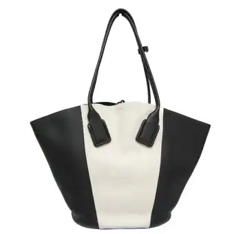 Walmart Pre-Owned Bottega Veneta Basket Large Women's Leather,Canvas Tote Bag Black,Off-white (Good) offer