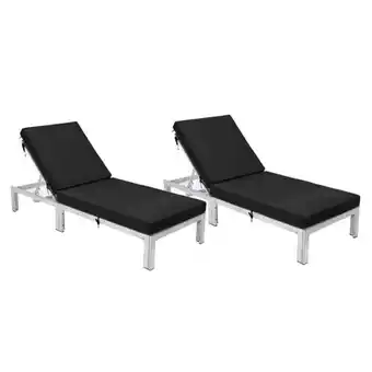 Walmart 330 lbs Chelsea Modern Outdoor Weathered Grey Chaise Lounge Chair with Cushions, Black - Set of 2 offer