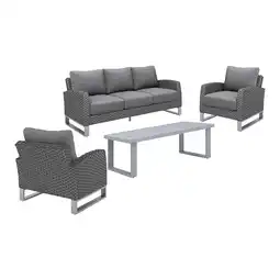 Walmart New Classic Furniture Fiji 4-piece Wicker/Fabric Outdoor Conversation Set - Gray offer