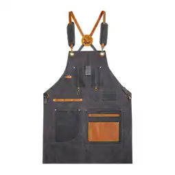 Walmart Bothyi Canvas Apron Cross Back Woodworking Apron for Plumbers Gardeners Blacksmiths Gray offer