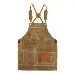 Walmart MAGIDEAL Canvas Apron Cross Back Woodworking Apron for Plumbers Gardeners Blacksmiths Brown offer