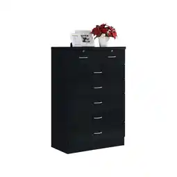 Walmart Hodedah 7-Drawer Chest with Locks on 2-Top Drawers in Black offer