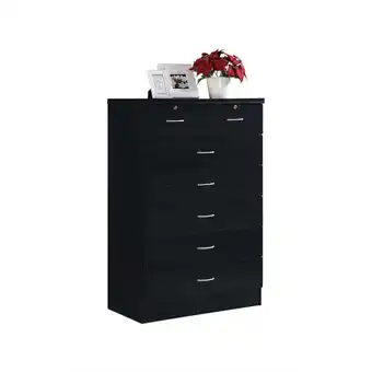 Walmart Hodedah 7-Drawer Chest with Locks on 2-Top Drawers in Black offer