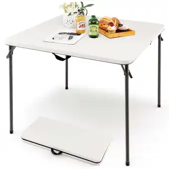 Walmart Costway Folding Camping Table Portable HDPE Outdoor Picnic Dining Table w/ Handle White offer