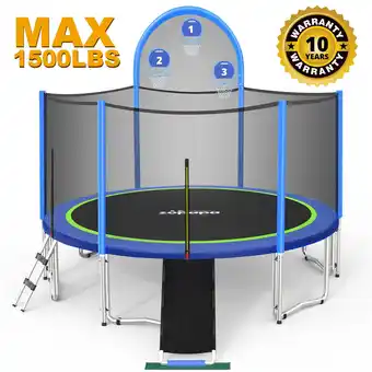 Walmart Zupapa Trampolines with Basketball Hoops&Slide 1500 lbs Weight Capacity 16 15 14 12 10FT for Kids offer