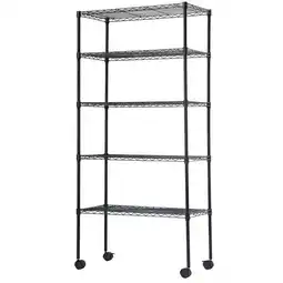 Walmart BestOffice 14W x 30D x60H-Shelf Adjustable Standing Garage Shelves Shelving Unit with Wheels, Black offer