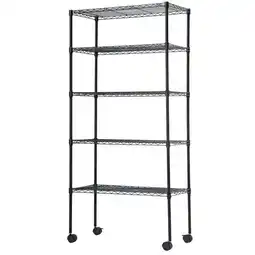 Walmart BestOffice 14W x 30D x60H-Shelf Adjustable Standing Garage Shelves Shelving Unit with Wheels, Black offer