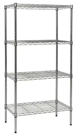 Walmart Galaxera CHROME 4-Shelf Wire Shelving with Wheels 14x24x48 (CHROME) offer