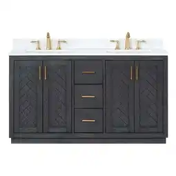 Walmart Gazsi 60 Double Bathroom Vanity Set in Brown Oak without Mirror offer