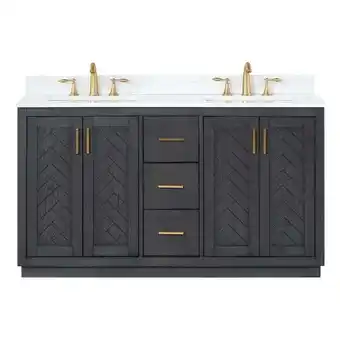 Walmart Gazsi 60 Double Bathroom Vanity Set in Brown Oak without Mirror offer