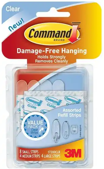 Walmart Command Damage Free Re-Hang Hooks with Refill Strips, Clear offer