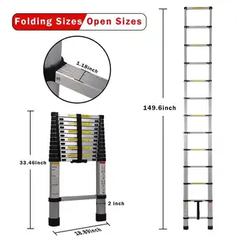 Walmart Tory Carrier 13 Steps Folding Ladder Aluminum Telescopic Extended 12.5FT Anti-Slip Black offer