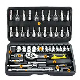 Walmart 46Pcs/Set Spanner Socket Screwdriver 1/4 Car Repair Tool Ratchet Wrench Box Kit offer