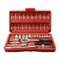 Walmart 46 Piece Socket Wrench Set Car Repair Tool Socket Car Parts Toolbox Set Red offer