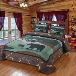 Walmart Bear RV Park Quilt Quilted Bedding Set, Multi Color - King Size Quilt & 2 Standard Shams offer