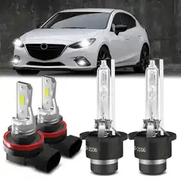 Walmart For Mazda 3 Sport 2012 2013 White D2R/D2S HID Headlight High/Low Beam H8 LED Fog Light Bulb Kit 4pcs offer