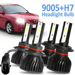 Walmart 9005 H7 LED Headlight For Mazda 3 2004 2005 2006 2007 2008 2009 4x Combo Bulbs offer