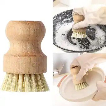 Walmart Clearance Hcnuuo Kitchen Small Sisal Cleaning Brush Floor Vegetable Dish Fruit Pot Washing Brush offer