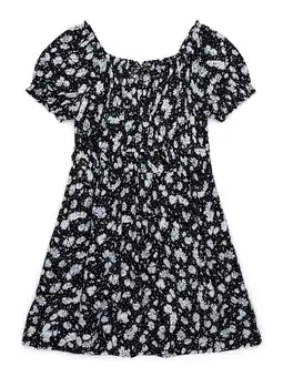 Walmart Wonder Nation Tween Girls Floral Print Puff Sleeve Peasant Dress, Sizes 4-18 offer