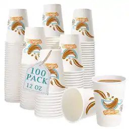 Walmart Lamosi Disposable Paper Cups 12 oz Hot Cups, 100 Count offer