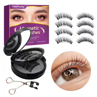 Walmart Daioloes Magnetic Eyelashes, Natural Looking Black Lashes Kit with Applicator, Reusable Fake Eyelash offer