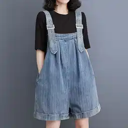 Walmart Leesechin Denim Juniors Jumpsuit Double Pocket Loose One-Piece Juniors Jumpsuit Shorts Strap Pants offer