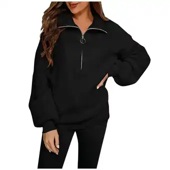 Walmart Patlollav Womens Plus Size Sweater V-Neck Loose Solid Pocket Long Sleeve Tops offer