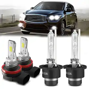 Walmart For Infiniti QX60 2014 2015 4X HID LED Headlight Bulbs Hi/Lo+Fog Light Kit Direct Replacement Combo offer