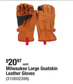 The Home Depot Milwaukee Large Goatskin Leather Gloves offer