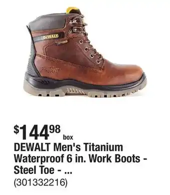 The Home Depot DEWALT Men's Titanium Waterproof 6 in. Work Boots - Steel Toe - Brown Size 10.5 (W) offer