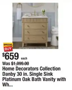 The Home Depot Home Decorators Collection Danby 30 in. Single Sink Platinum Oak Bath Vanity with Wh... offer